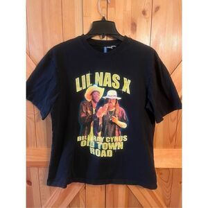 Lil Nas X And Billy Ray Cyrus Old Town Road Shirt Sz Med Black By Divided H&M (1